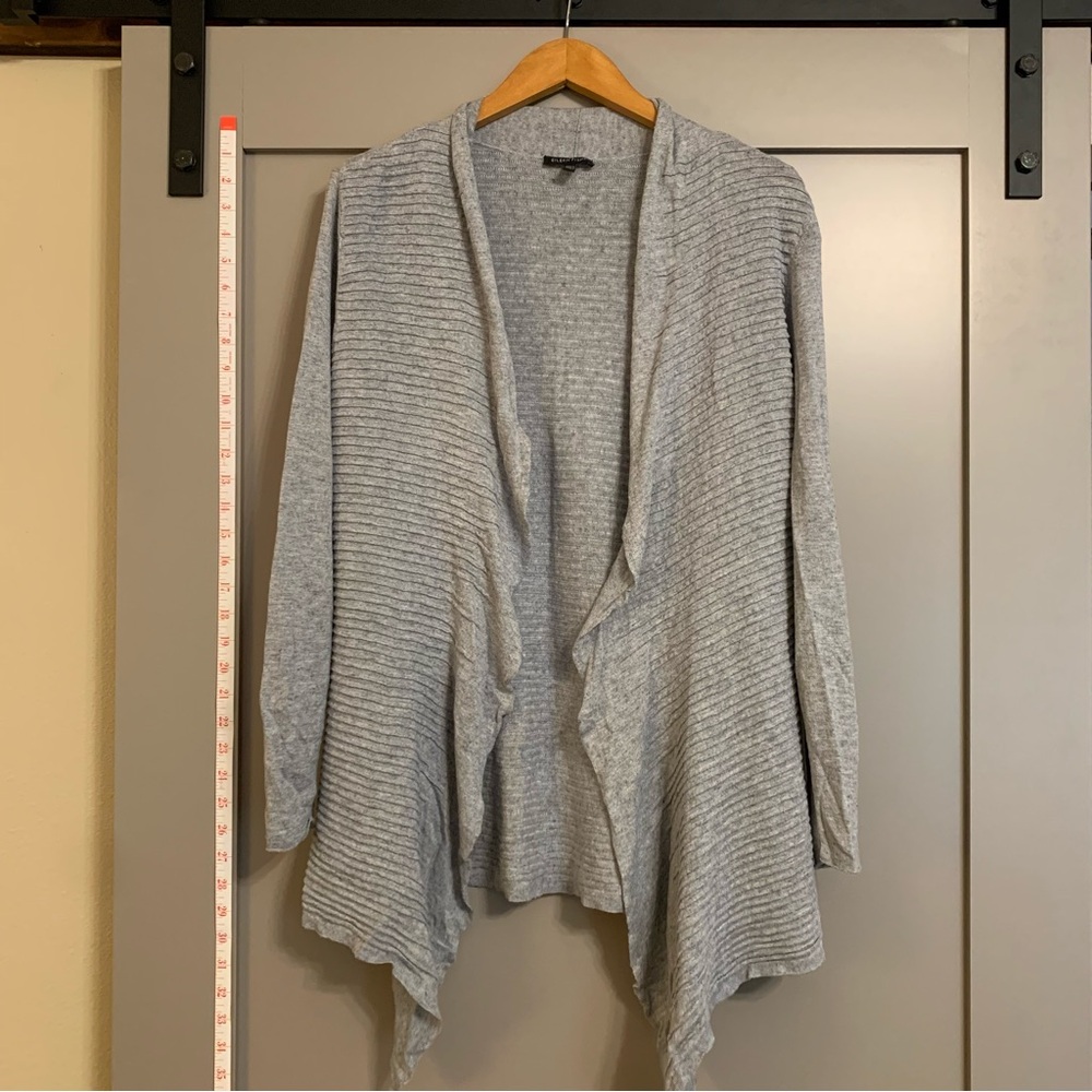 Eileen Fisher Ribbed Linen Blend Waterfall Cardigan Neutral Women’s Size Medium